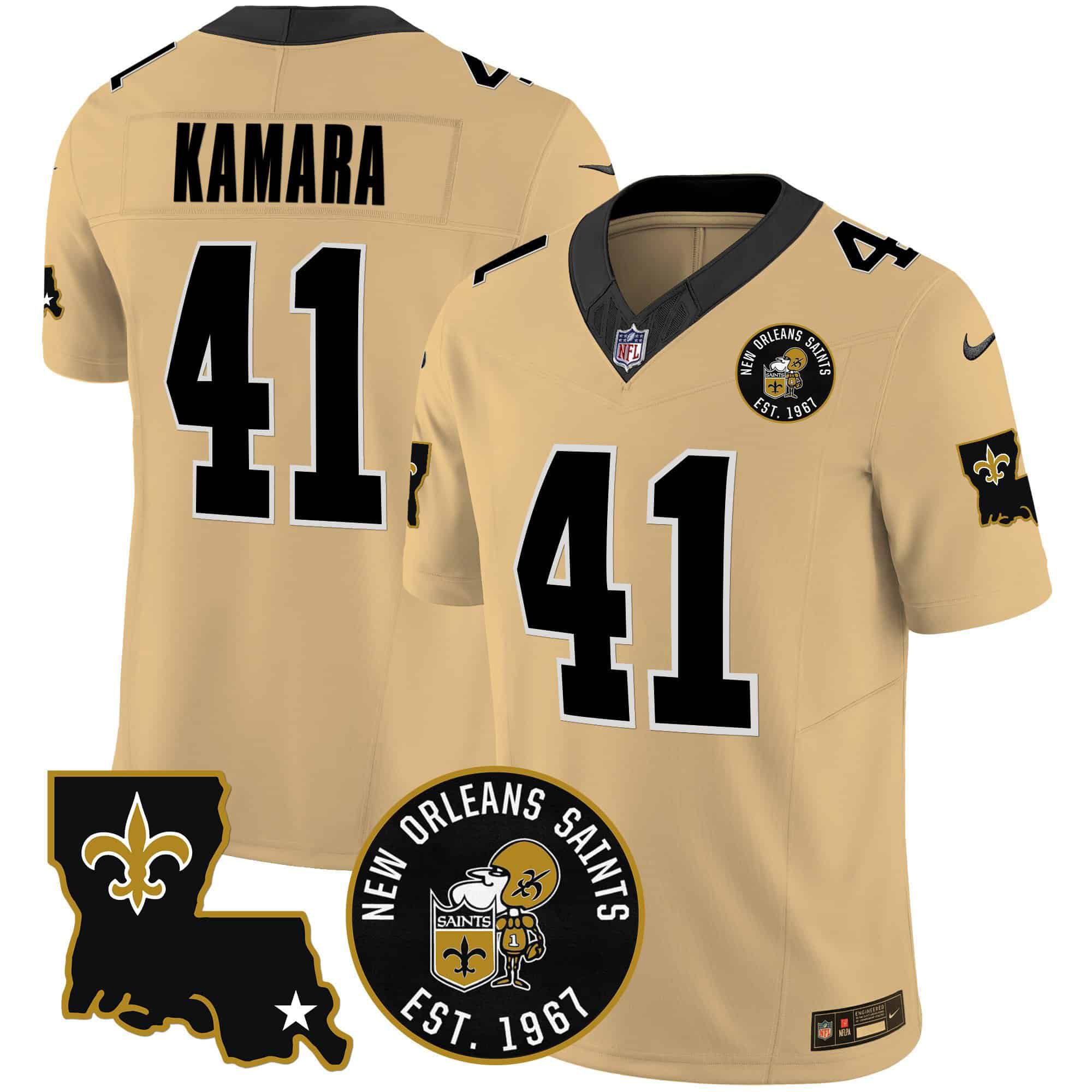 Men New Orleans Saints #41 Kamara Yellow 2024 Nike 1967 Patch Vapor Limited NFL Jersey